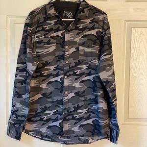 Long sleeve, Army print collar Mens dress shirt